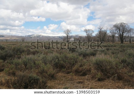 Sage brush flat near the Mormon row historic area in the grand Teton National park near Jackson Wyoming