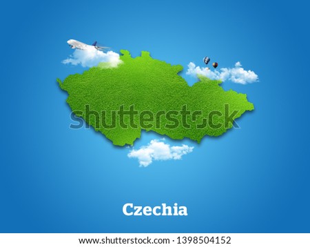 Czechia Map. Green grass, sky and cloudy concept. Royalty-Free Stock Photo #1398504152