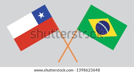 Chile and Brazil. Chilean and Brazilian flags