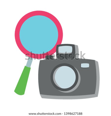 Photographic camera and magnifying glass cartoons