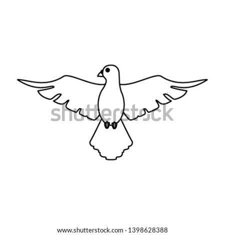 Dove peace bird cartoon in black and white