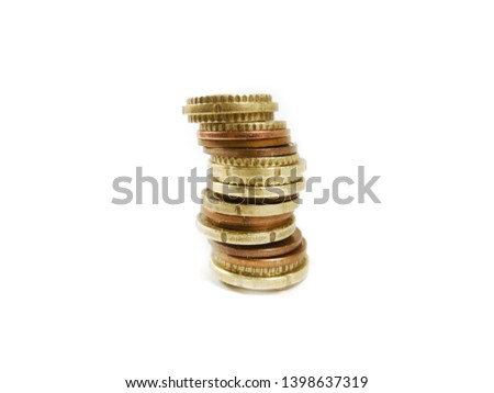 stack of european euro coins isolated on white background