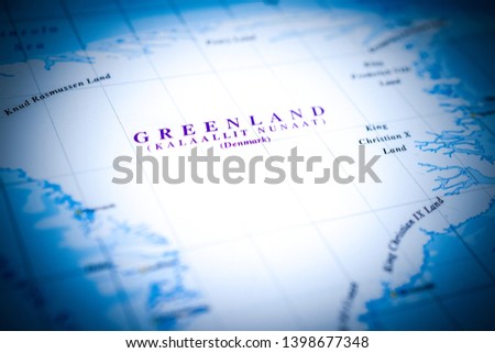 Greenland on the map travel background 