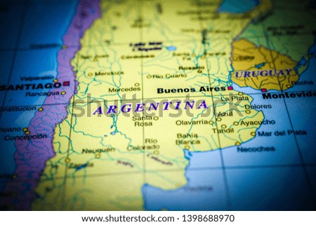 Argentina on the map travel background 