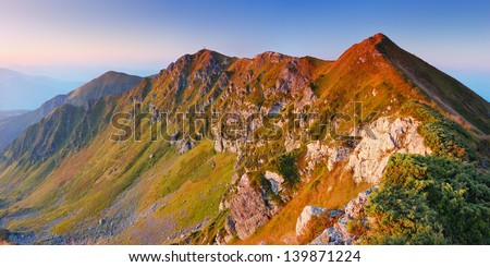 Morning landscape with mountain range