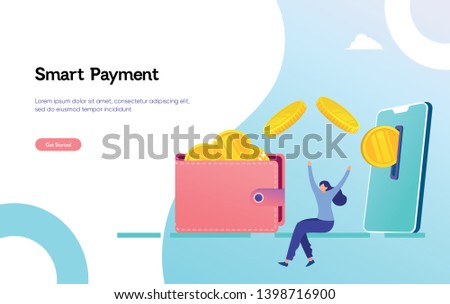 Online money transfer payment illustration vector illustration concept happy woman get money and reward by online
can use for, landing page, template, ui, web, mobile app, poster, banner, flyer Royalty-Free Stock Photo #1398716900