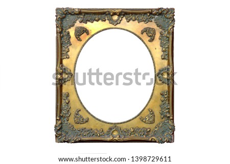 Isolated Mirror Frame, Ornamentation, Wooden Material.