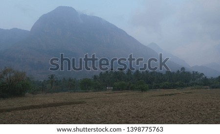 beautiful mountain image at morning in Kerala. It contains coconut trees,cloud etc.