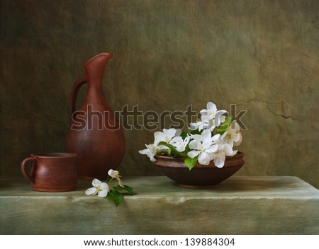 Vintage still life with flowers of apple