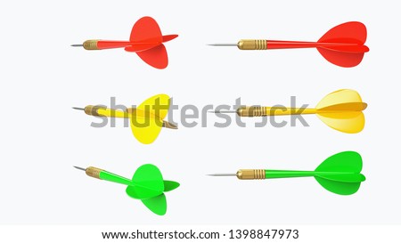 red green and yellow dart isolated on white background Royalty-Free Stock Photo #1398847973