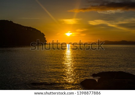 Nice sunrise on the beach, Abel Tasman National park, south island, New Zealand.
