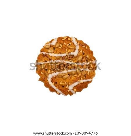 Biscuits sprinkled with grains isolated on a white background