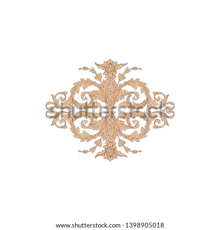 Baroque ornament with filigree in vector format for design frame, pattern. Vintage victorian or damask floral element. 