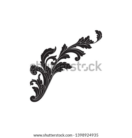 Baroque ornament  with filigree in vector format for design frame, pattern.  Vintage victorian or damask floral element.