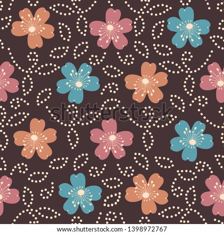 Seamless abstract pattern with the image of a flower ornament.
