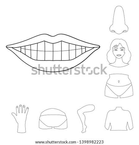Isolated object of body and part sign. Set of body and anatomy stock symbol for web.