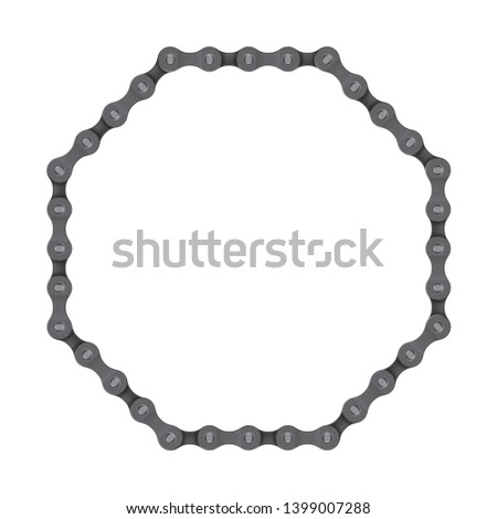 Vector realistic octagon created from bike chain. Isolated on white background.
