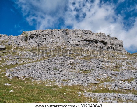 Eroded limestone off the path to Ingleborough from Ingleton in the south Yorkshire Dales, UK