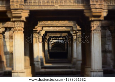 Adalaj step well-A Heritage site, located in Ahmedabad, Gujarat, India.  Royalty-Free Stock Photo #1399061582