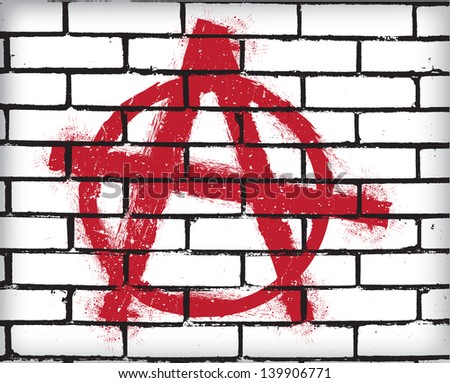 Anarchy symbol on the brick wall