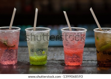colorful cocktail cold drinks cups