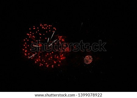 The Celebration colored firework flashing in the black night sky