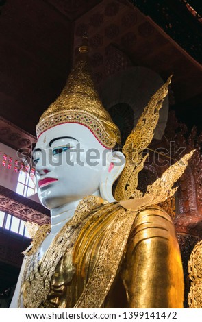 big Buddha statue at Nga Htat Gyi Pagoda at Yangon in Myanmar