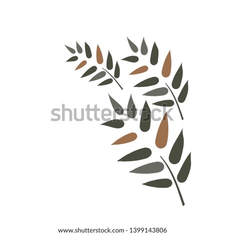 leaves flowers card vector floral design element primitive scandinavian