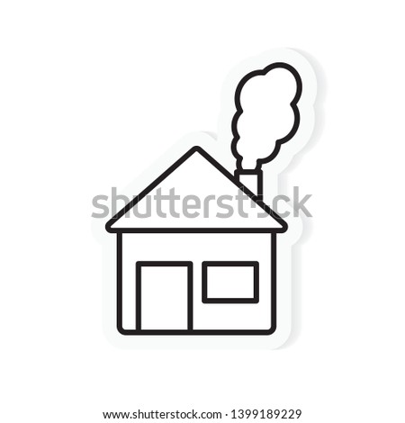 home emitting air pollution, smoke icon- vector illustration