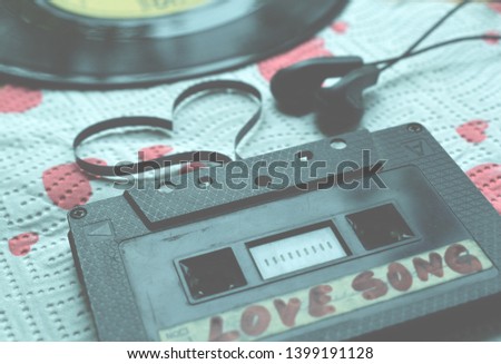 Old music cassette on the table