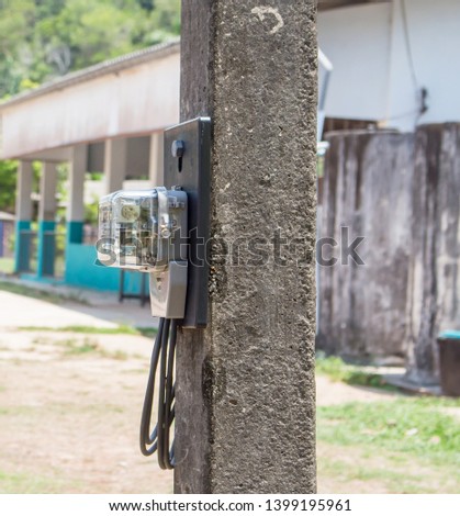 Electricity meter  on pole , electricity for use in home appliance.