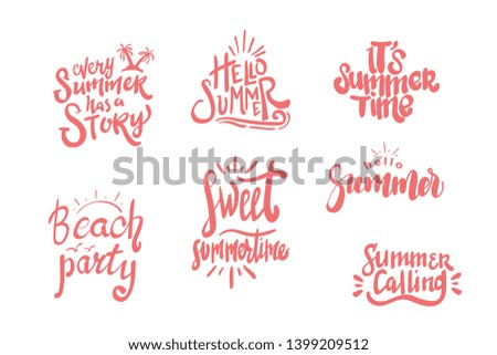 summer season themed hand lettering typography design 
