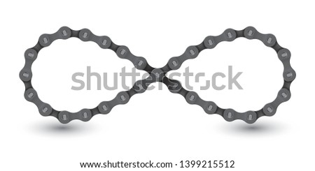 Vector realistic infinity created from bike chain. Isolated on white background.
