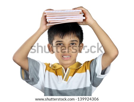 Indian School Boy with Textbook