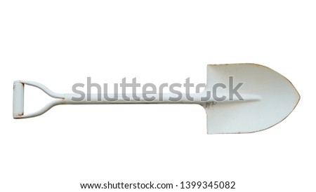Di cut antique white shovel on white background, object background,copy space