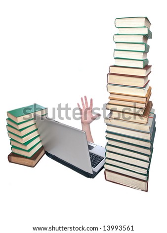 laptop, book