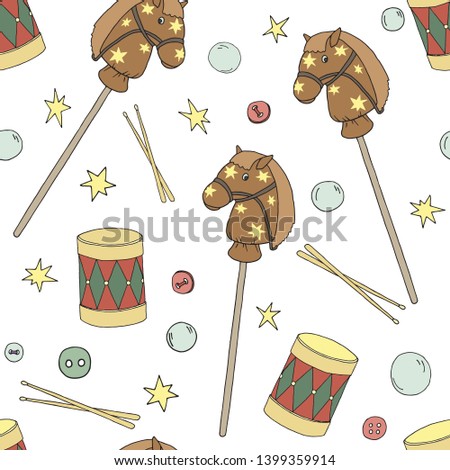 Antique toys christmas, kids seamless pattern, backgroud