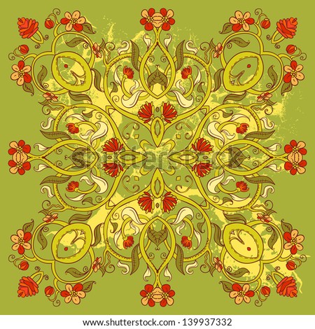 Ornamental Round Lace Floral Pattern,  background with many details