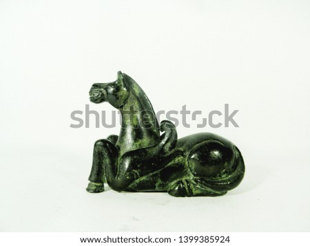 Chinese ancient old horse goods made of copper on white background