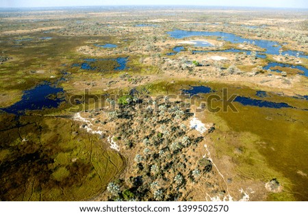 Aerial view of the Okawango Delta, Botswana.