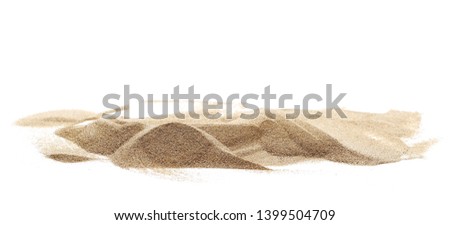 Pile desert sand dune isolated on white background, clipping path