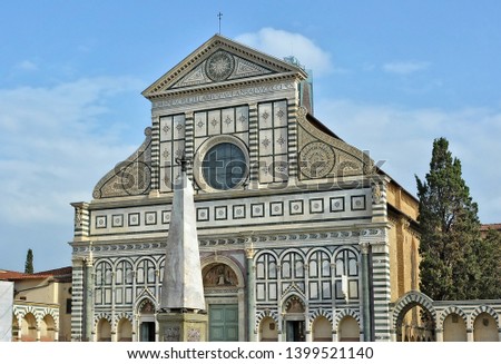 The Santa Maria Novella church (13th century). The basilica contains art treasures, funerary monuments, famous Gothic and early Renaissance frescoes. City's principal Dominican church. Italy, Florence