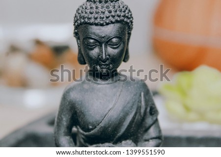 Buddha statue in a spa setting. 