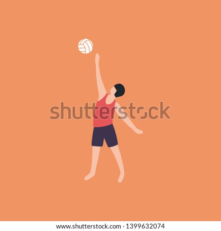 Vector illustration of beach volleyball player isolated on a background. Colorful flat drawing