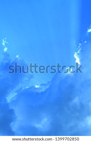 Sky. Clouds in the blue sky. Cumulus, photo.