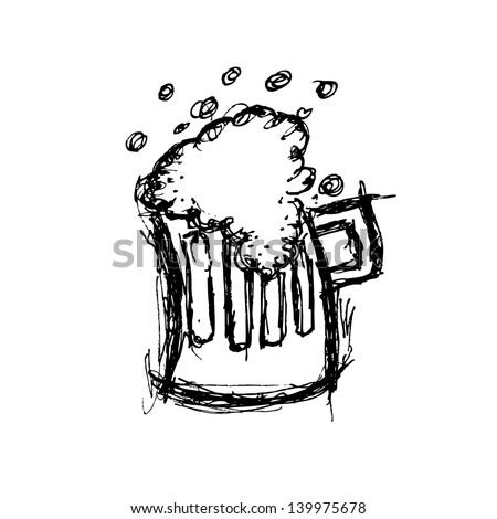 glass of beer in doodle style