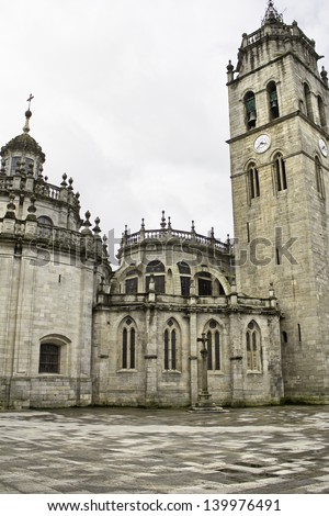 Spanish Cathedral in historic town square, construction and architecture