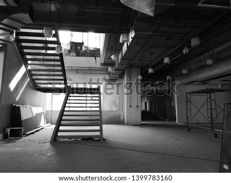 interior Construction of buildings with photo black and white