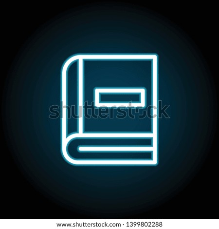 book neon icon. Simple thin line, outline vector of Book icons for UI and UX, website or mobile application on dark blue gradient background