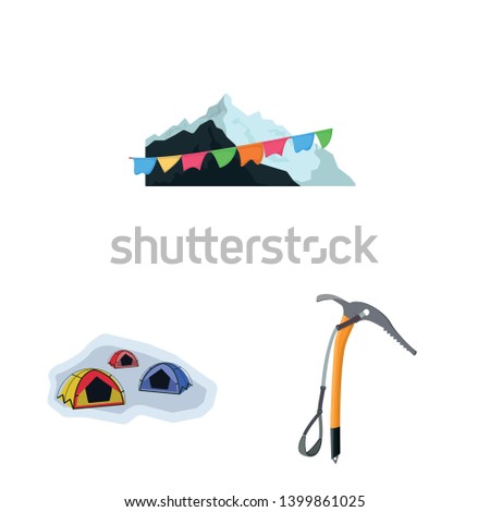Vector design of mountaineering and peak logo. Set of mountaineering and camp stock symbol for web.